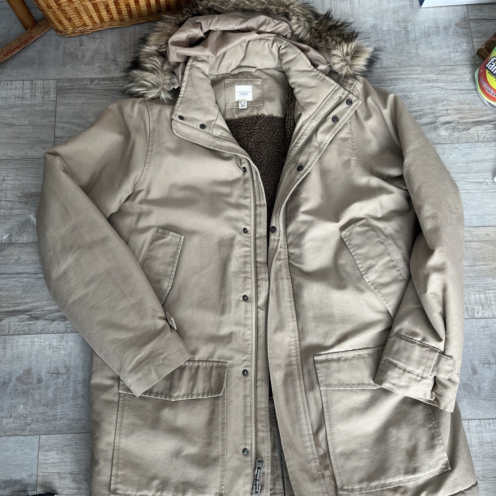 Land's End Expedition Parka, Women's Large Brown Canvas Barn Coat Beautiful! VTG